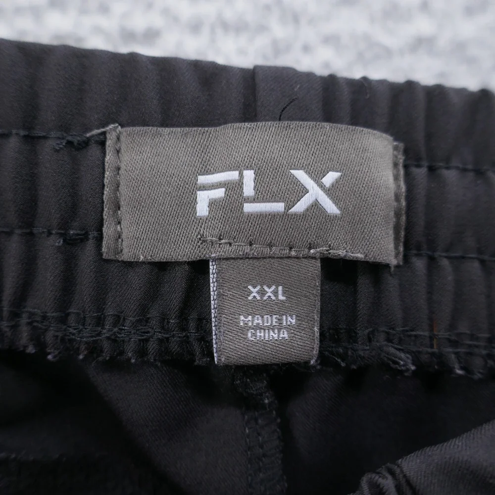 FLX Mens Tapered Cargo Performance Pant 2XL Black Pull On Drawstring Lightweight
